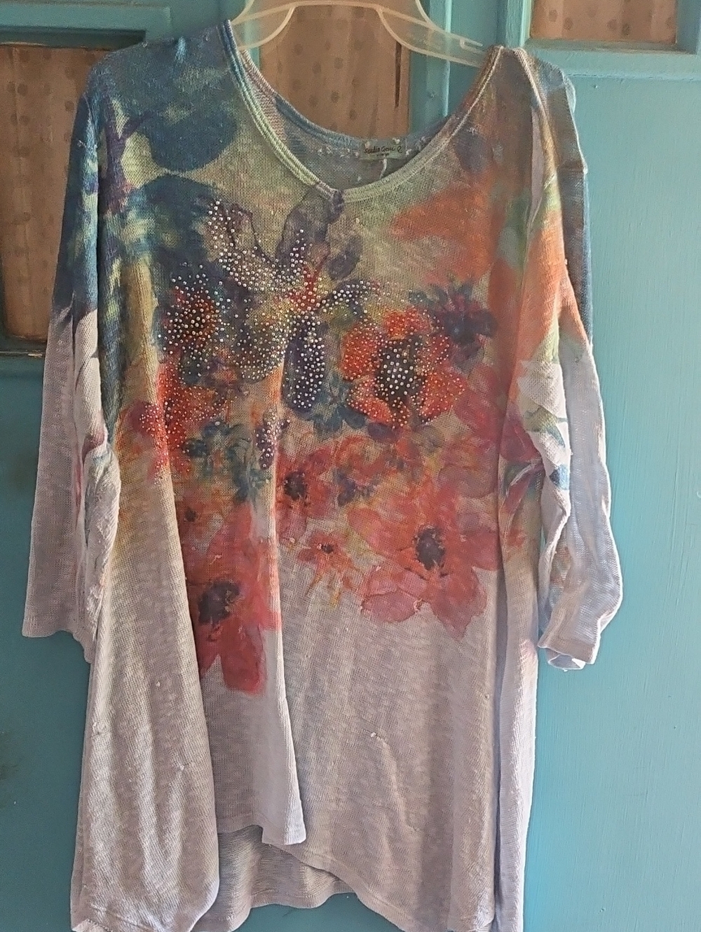 Floral Boho Scoop Neck Tunic - Multicolor